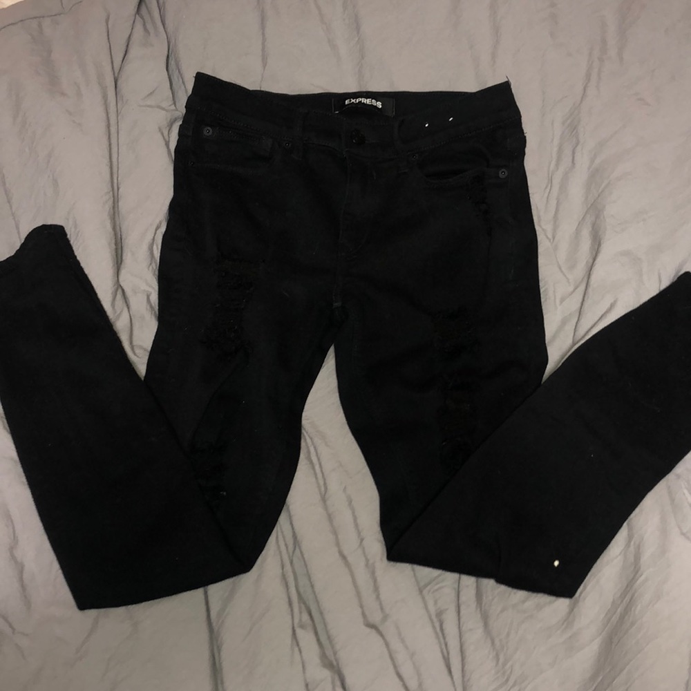 Express distressed black jeans